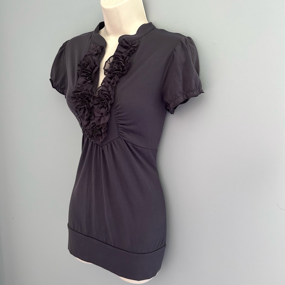 Y2K Vintage Ruffled Babydoll Top Purple Gray Size Medium - Picture 4 of 12